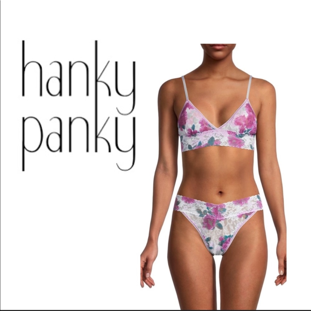 Hanky Panky
Floral-Print Lace Bralette